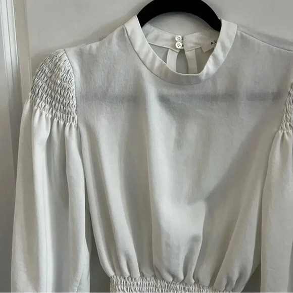 ALC Rose Long Sleeve Smocked Top in White Size 2 - Picture 5 of 9